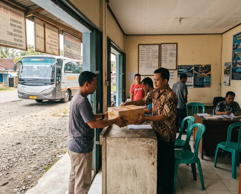 Paket dititipkan di kantor bis